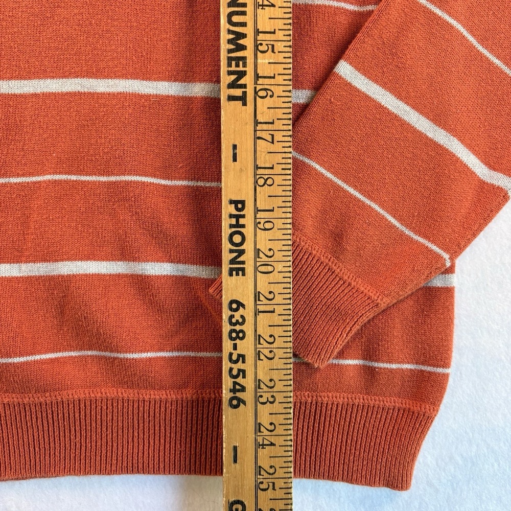 Eddie Bauer Sweater Mens Small Orange Rust Striped Cotton Knit Crewneck Pullover - Picture 5 of 6